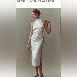 BHLDN Halter Satin Column Midi dress